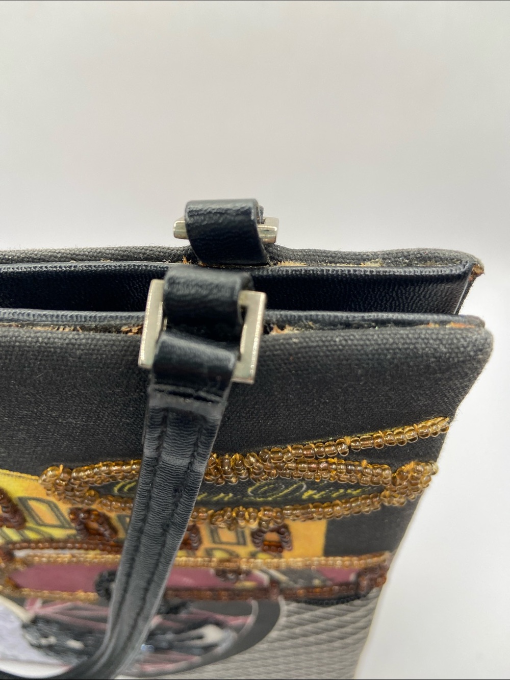 Vintage Ocean Drive Handbag Shoulder Purse Sequined Beaded Art Deco Black - Picture 9 of 9